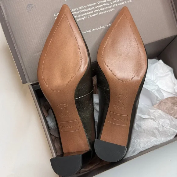 Franco Sarto Giovanna Pump- Pewter Metallic Faux Leather- Size 8.5M